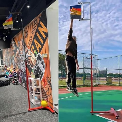 Stojący pionowy tester skoków, z regulacją wysokości, metalowy miernik skoku, na siłownię, do szkoły, dla sportowców sportowych, pionowy tester skoków, narzędzie do pomiaru skoku (3,2 m)