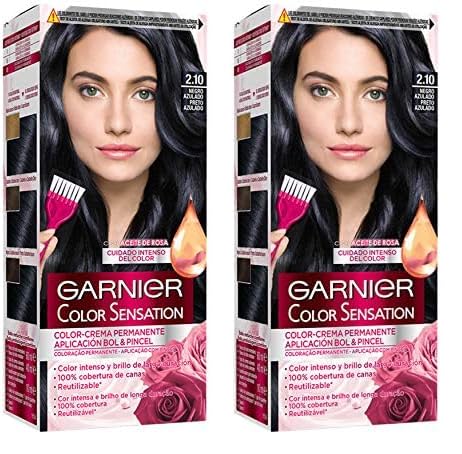Garnier Color Sensation - Tinte Permanente Negro Azulado 2.10, disponible en más de 20 tonos (Paquete de 2)