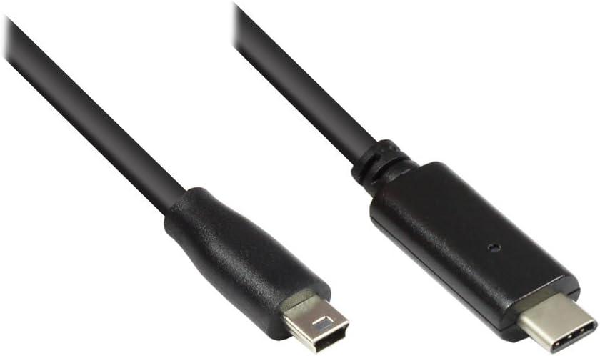 Good Connections USB 2.0 Connection Cable, Male USB C to Mini B Male (5-pin), Foil and Braided Shielding, Copper Conductor