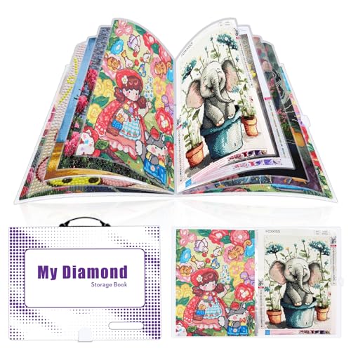 Image of Diamond Art Storage Book with Accessories Painting Storage for Diamond Painting Kits, Tools & Supplies Album 22x16.4inch Art Collection Binder Book A2 Folder 50x40cm(White)