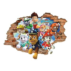 “muursticker Paw Patrol 3D muurstickers, Paw Patrol gepersonaliseerde muurstickers, afneembaar”-100 * 120CM