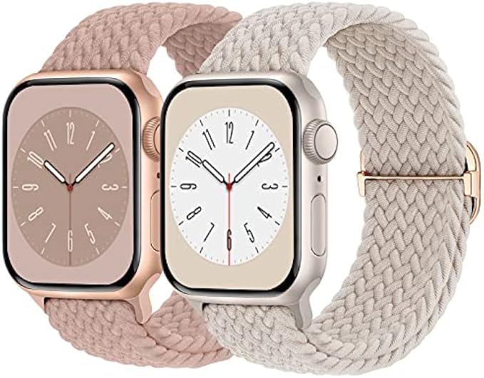 Braided Solo Loop Compatible with Apple Watch Band 38mm 40mm 41mm Women Men, Adjustable Stretchy Bands Elastic Sport Wristbands for iWatch Series 8 7 6 5 4 3 2 1 SE