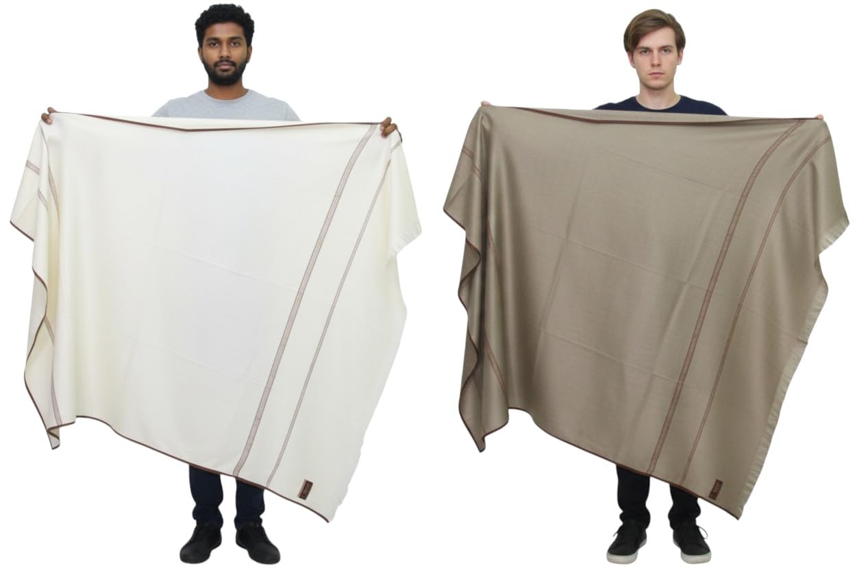 sprha White::Grey Pashmina Self Design Men's Shawl KA-SWL-48-picture-17