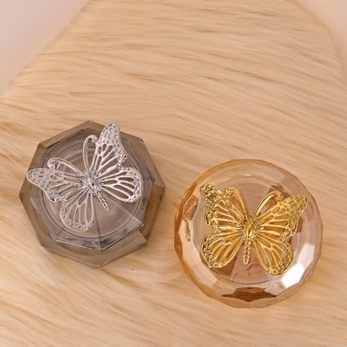 Vaso de cristal para uñas con tapa motivo mariposa miniatura 6