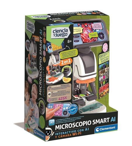 Clementoni - Microscopio Digital 2 en 1 con WI-FI - Descubre los Secretos del microcosmos - 12 Temas para Explorar - cámara WiFi con Acceso Desde App - 55623
