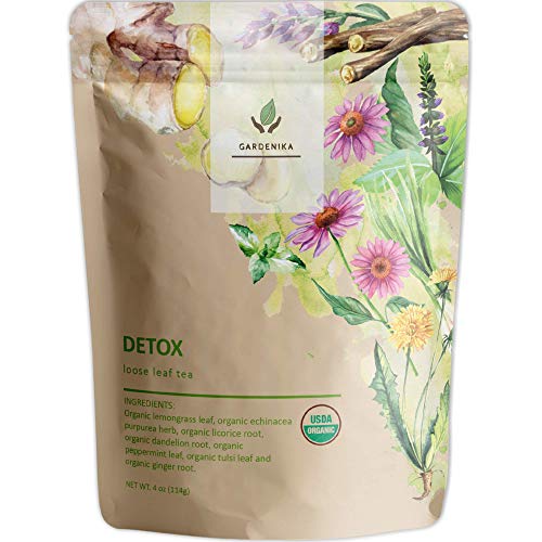 Gardenika Organic Loose Leaf Herbal Tea, Caffeine Free, Wellness and Immunity - 4 oz (Detox)