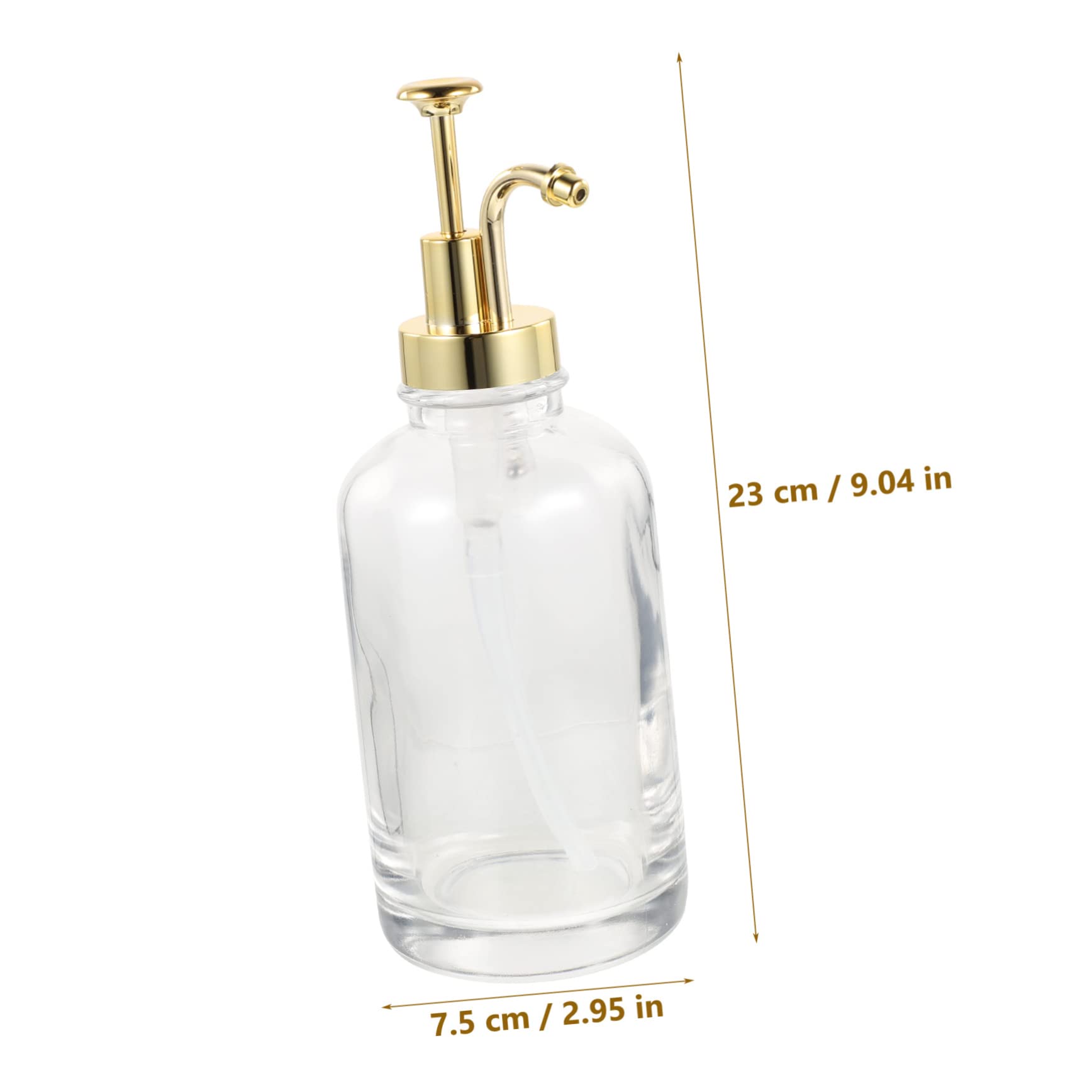 DOITOOL Botella Dispensadora de Vidrio Bomba Dorada para Jarabe de Café, Diseño Transparente y Madera, Adecuado para Cocina y Café Casero Dosificador Preciso