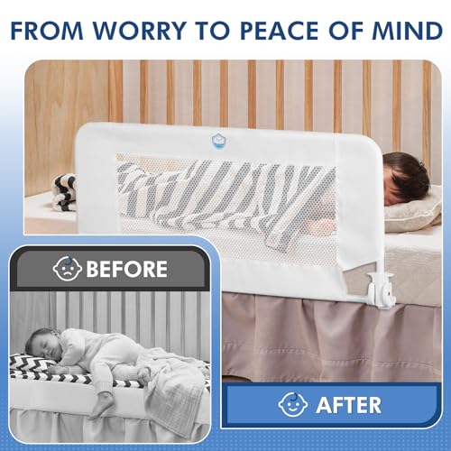 Image of Salcod 33inch Universal Swing Down Crib Rail Guard, Convertible Crib Bed Rail for Toddlers, with Reinforced Wing Nut Safety System, Compatible with All Major Brand of Crib