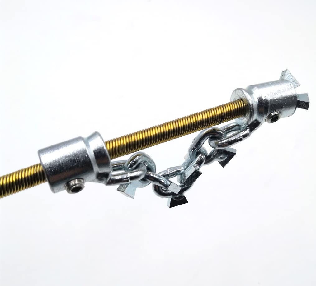 Limpiador de desagües con cabezal de taladro para tubos de 1,25 y 1,5 pulgadas, cable flexible de serpiente para desatascar desagües y tuberías