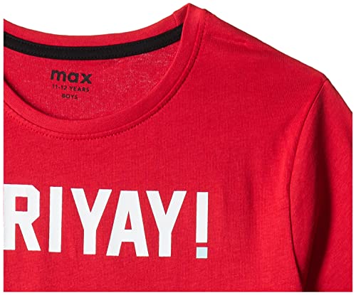 Image of Max Boys Pure Cotton Typographic Printed Knit Regular Fit T-Shirt