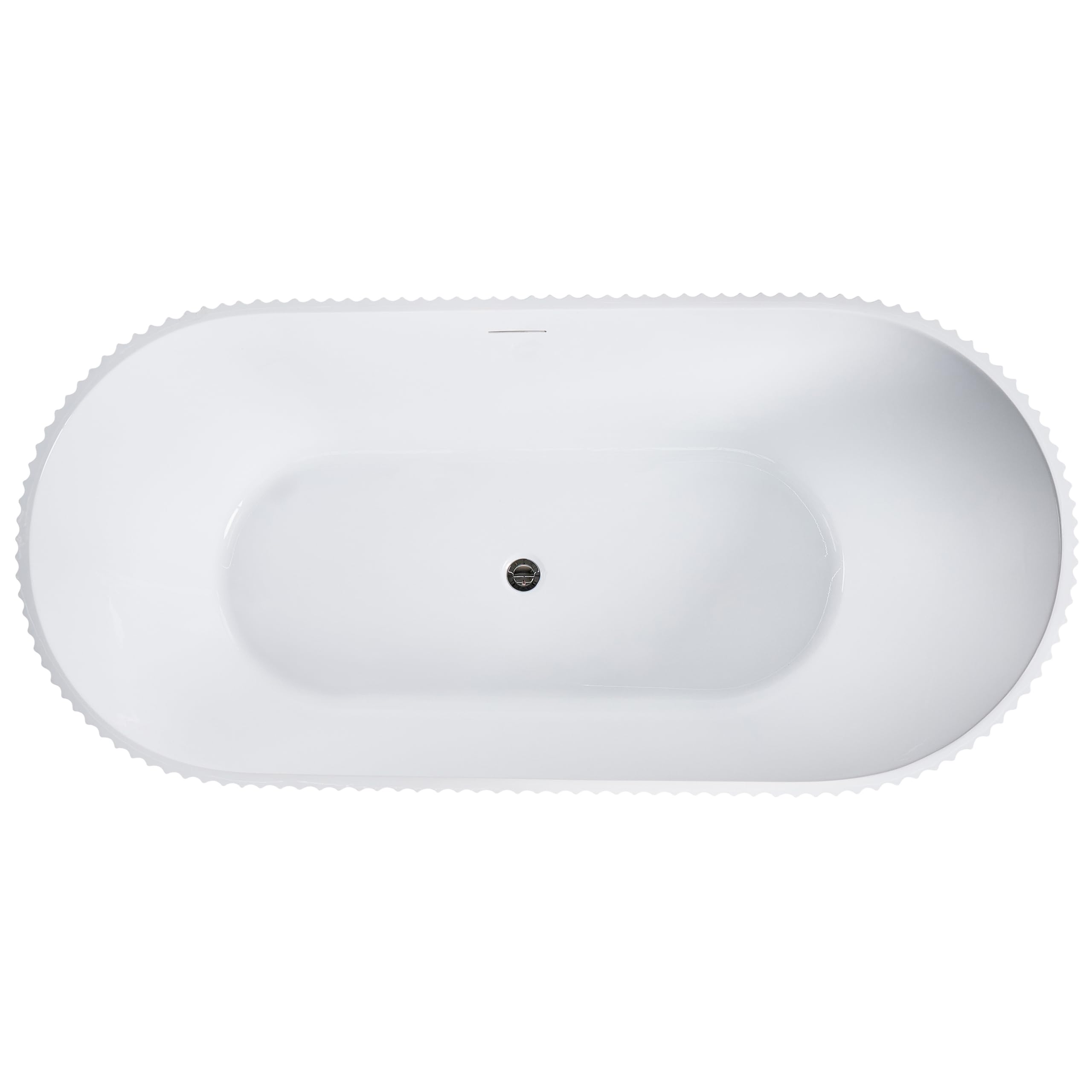 Baignoire Îlot Ovale Acrylique Blanche Cannelée 169 x 80 cm Design Moderne Gocta