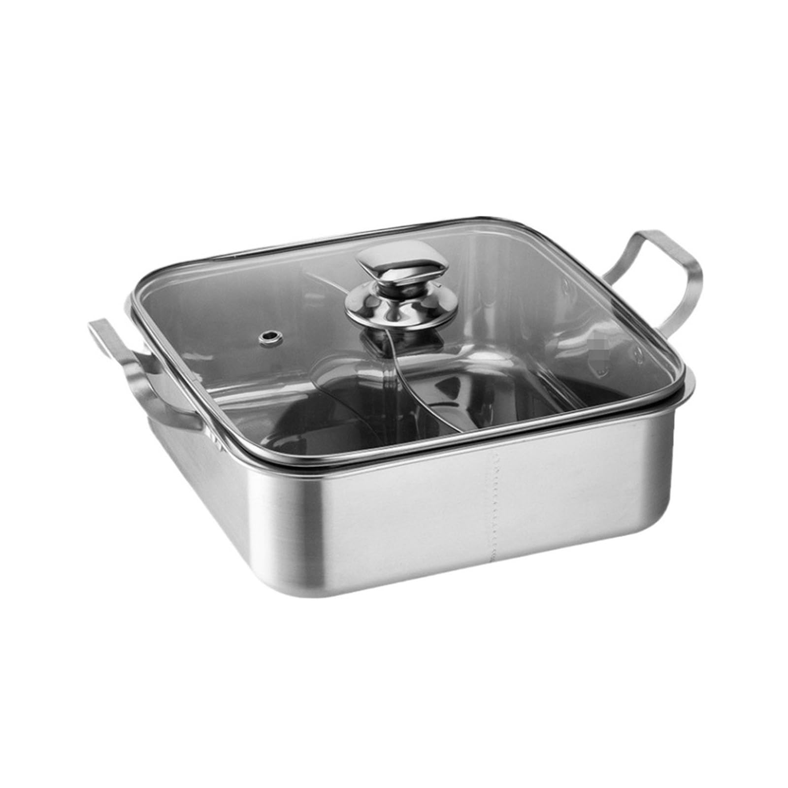 asdchZen Chinese Hot Pot Shabu Pot Stainless Steel Hot Pot With Divider Soup Cookware For Induction Cooktop Gas Stove Charcoal Kitchen Cooking Pot,Silver,26cm