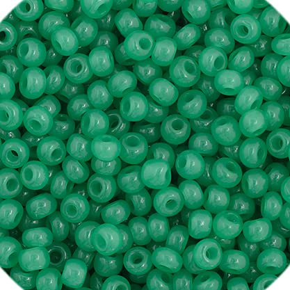 Czech Glass Seed Beads 11/0 Opaque Green - 23Gram Vial of DIY Jewelry Making Beads Preciosa (Jablonex)