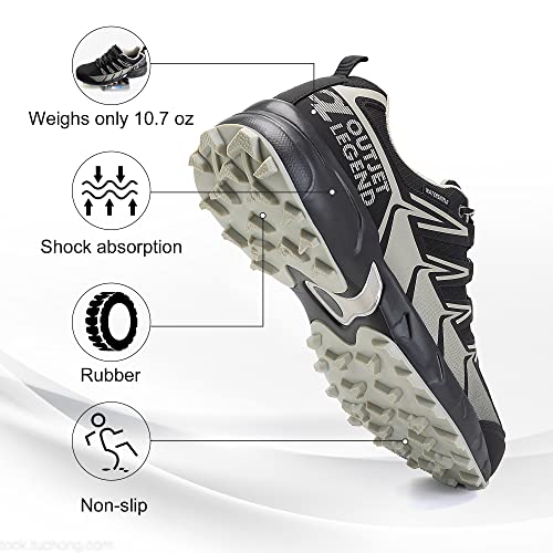 Ol Outjet Legend Men's Waterproof Hiking Shoes - Lightweight Breathable And Comfortable Hiking Sneakers For Outdoor Walking Running Trailing Trekking Camping Grey #TOP3