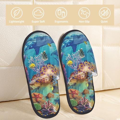 Sea World Print House Slippers For Women And Men,Soft Slippers With Memory Foam,Non-Slip Indoor Home Shoes2