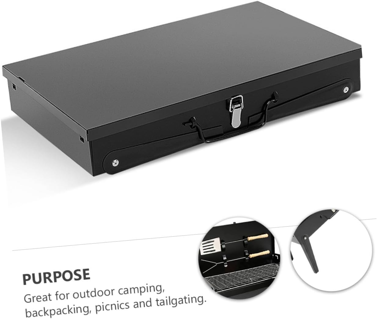 Ciieeo Portable Bbq Grill Folding Camping Barbecue Stove with Accessories, 44x27x47cm Outdoor Portable Barbecue Stove for Hiking and Picnic