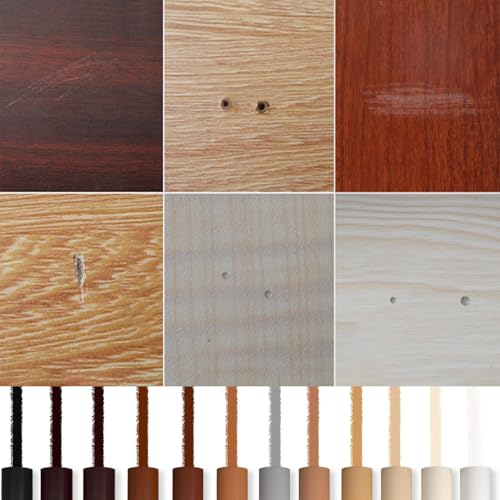 Iaminat Reparaturset, 9 Stück Repariere Crayon mit 1 Schaber, Professionelle Parkett Reparaturset, Holz Reparaturset, Holzreparatur Set Holzkitt für Holzböden Holztüren Schränke