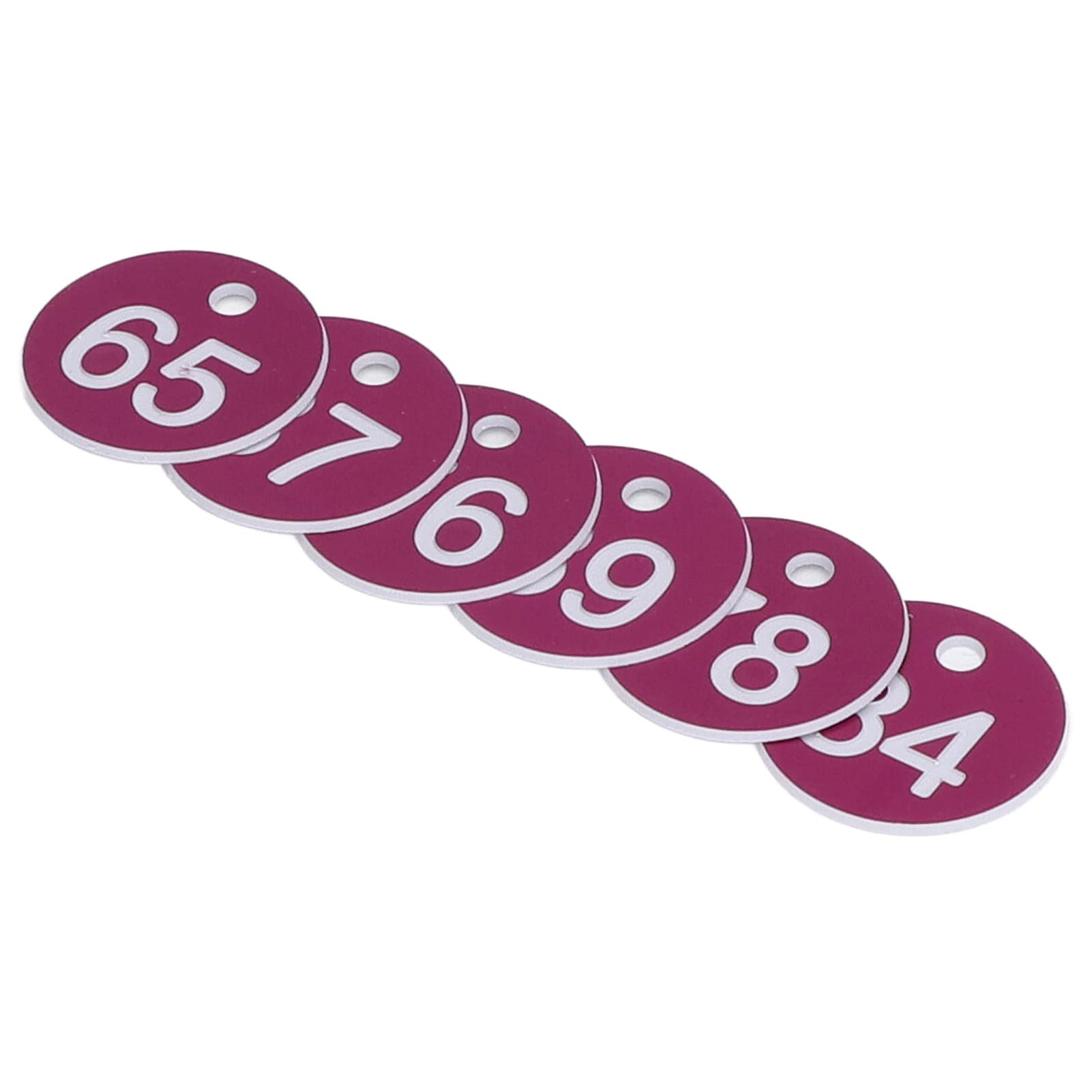 TOPINCN 50Pcs Numbered Tags, Plastic Number Tags Round Simple Design Number Key Tags Breeding Supplies for Beekeeping Animal Husbandry(51-100-Purple) โ image 1