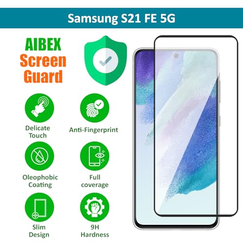 Image of AIBEX Tempered Glass for Samsung S21 FE 5G | 9H Hardness | Anti-Glare & Anti-Fingerprint | Water Resistant | Edge-to-Edge Full Screen Protector | Bubble-Free Installation