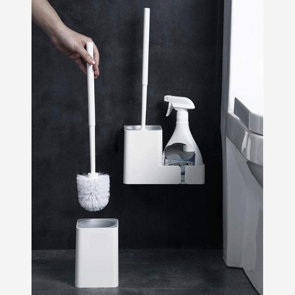 Escobilla WC Escobillas Y Soportes De Inodoro Blancos Juego De Escobillas De Plástico Montado En La Pared Escobilla De Baño WC Escobilla De Inodoro Mango Largo Escobilla De Baño Escobilla de Baño (Co