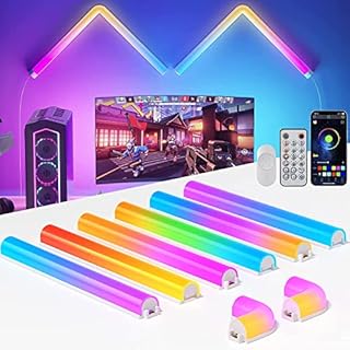 bedee Smart Light RGB Wall Lights: 2022 Upgraded RGB+IC Glide Wall Light Ambient Lighting with Dual Head for DIY Combination Smart LED Light Bars for Gaming Room Decor and Streaming 6 Pcs + 2 Corner