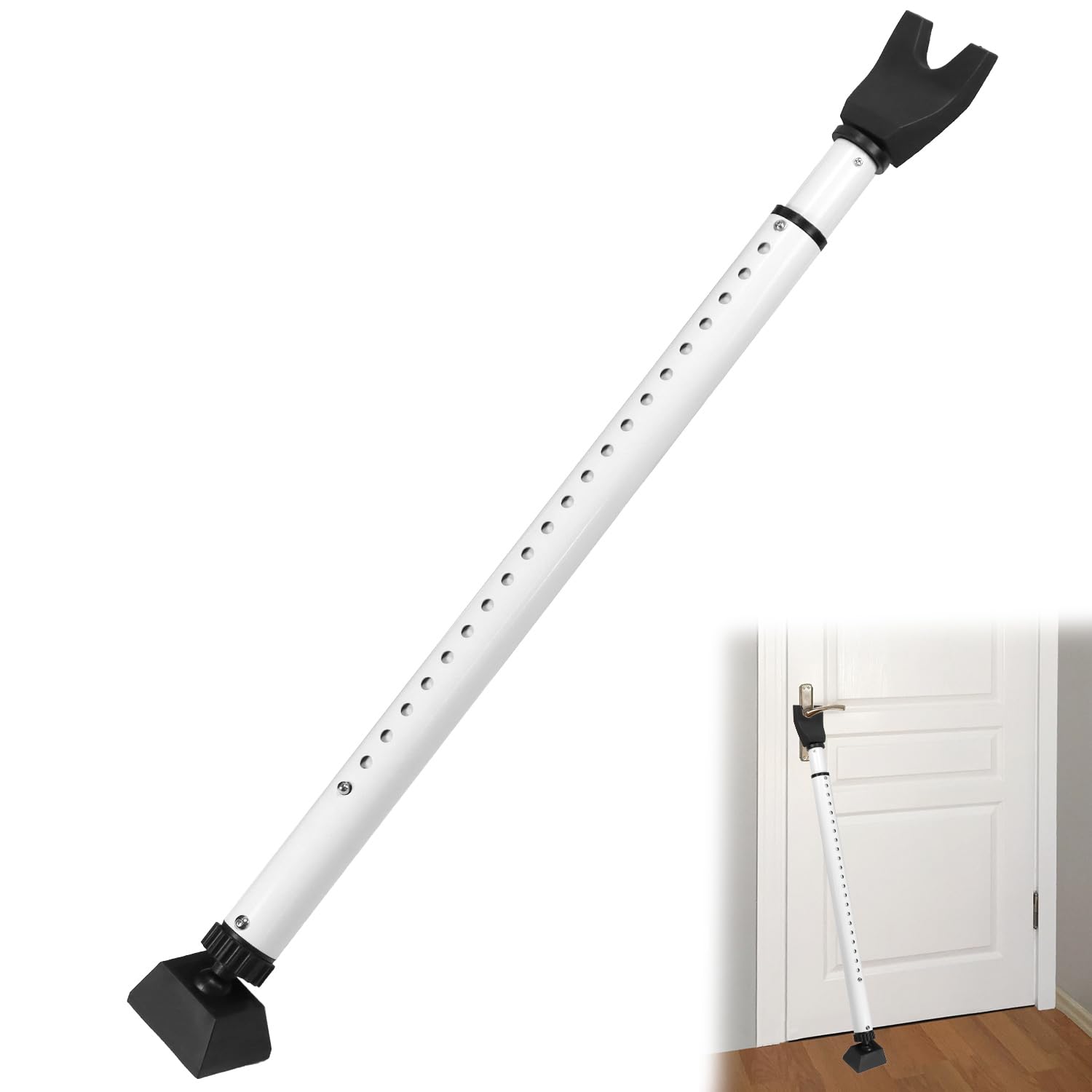 QWORK® Barre de Securite Porte, 73-115 cm Barre de Sécurité Réglable, Barre Télescopique Anti-effraction, pour Maisons de Location, Hôtels, Chambres