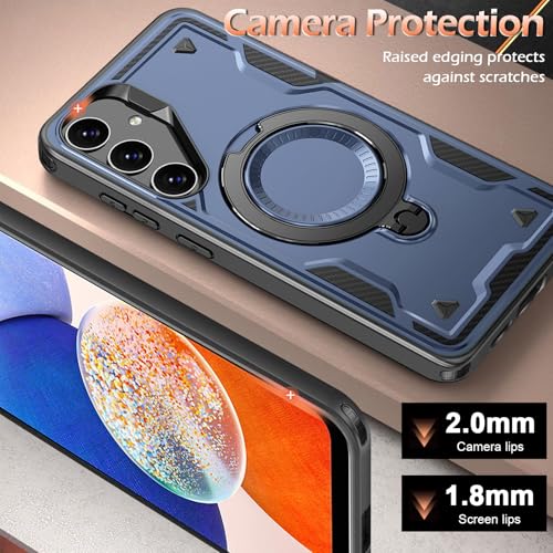 Image of for Samsung Galaxy A14 Case Magnetic with Stand, with Mag-Safe, with Screen Protector, Wireless Charging, Shockproof for Samsung A14 5G Phone Case, Ring Holder Phone Cover, for Samsung A14 Blue