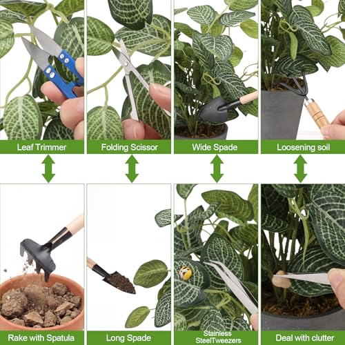 Set de jardinería mini para niños con 8 piezas y bolsa miniatura 4