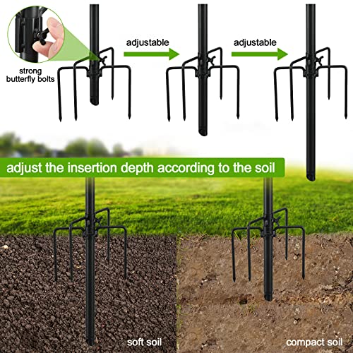 Bird Feeding Station, 86Inch Bird Feeder Pole For Outdoors Heavy Duty, Anti-Rust 4-Hook Bird Feeder Stand (Black) #TOP2