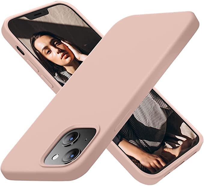 Image of Compatible with iPhone 14 Plus Silicone Case, Slim Shockproof Protective Cover, Drop Protection and Camera Protection, MagSafe Compatible, Soft Microfiber Lining Inside (Pink)