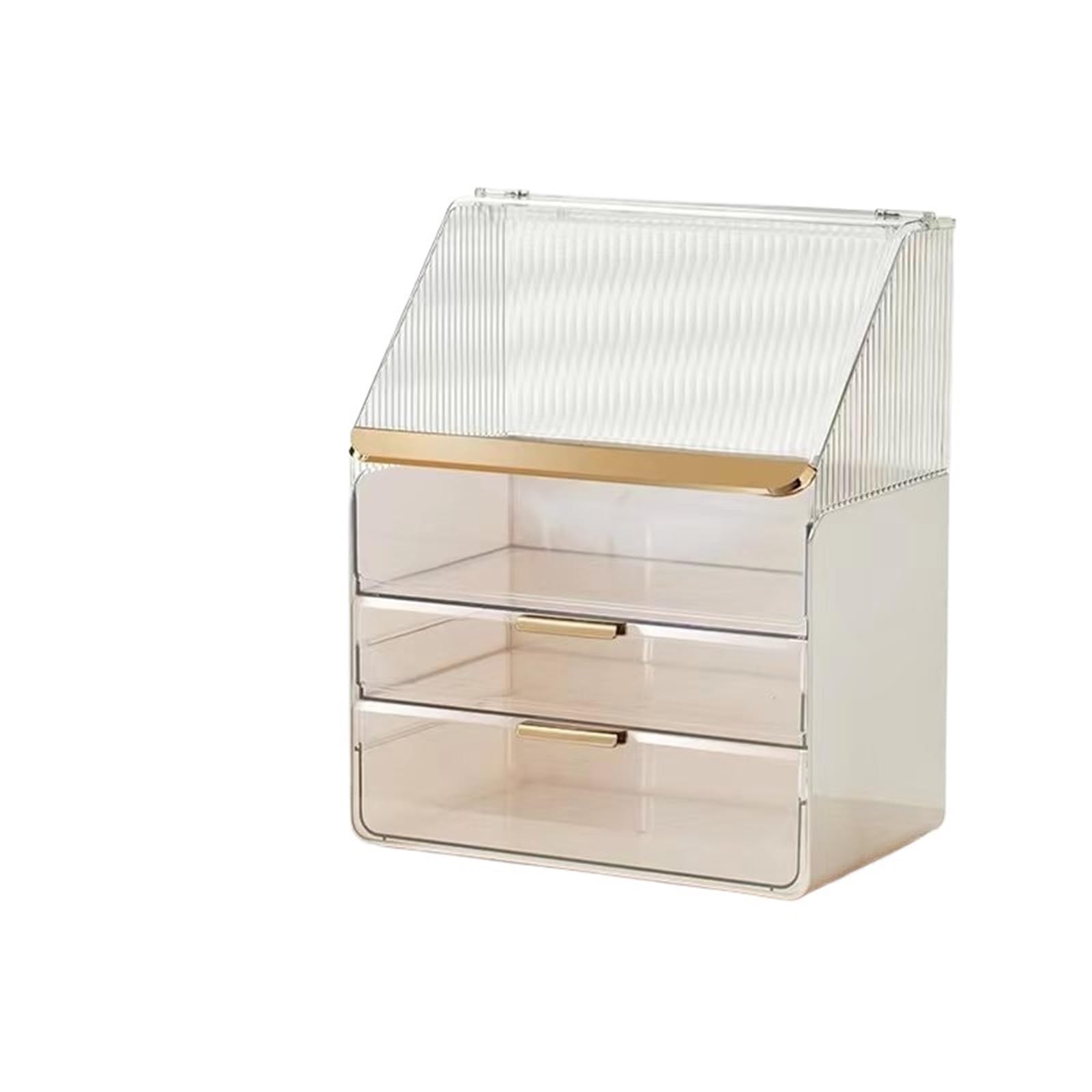Generico Caja de cosméticos de escritorio con cajón grande - Organizador de cosméticos de gran capacidad (Transparent White)