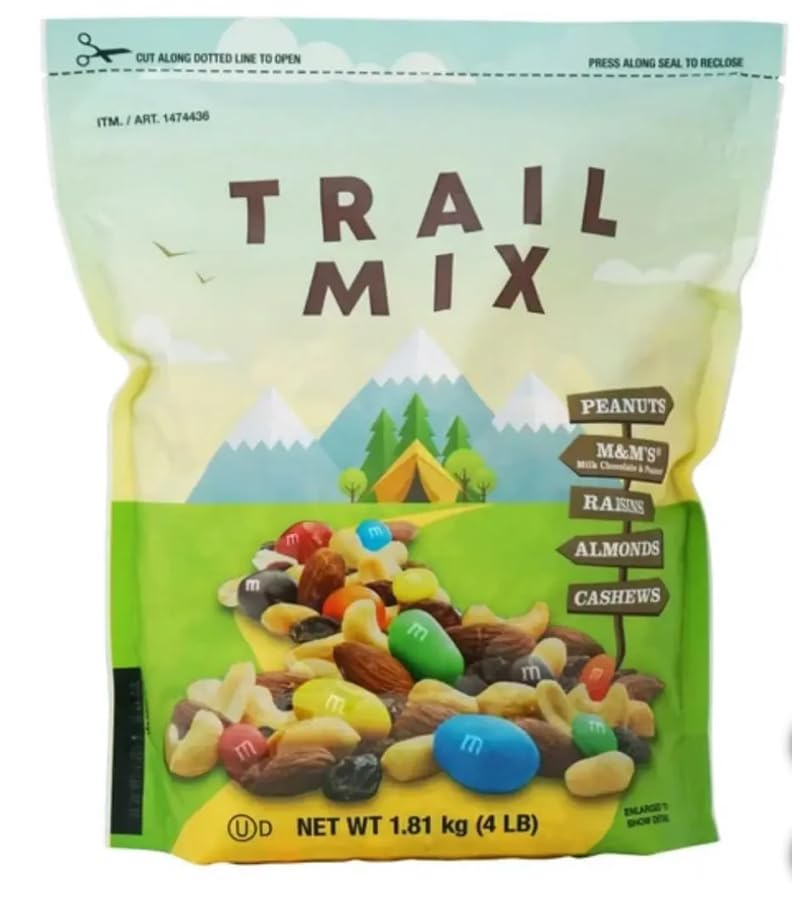 Kirkland Trail Mix with Milk Chocolate Candy, Peanuts, Raisins, Almonds & Cashews – Kosher Dairy, 4 lbs Resealable Bag