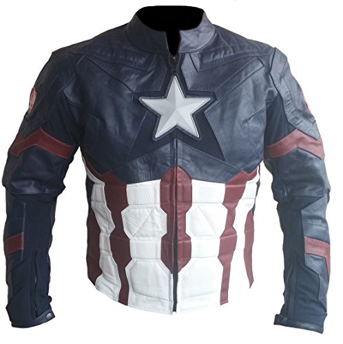 Chaqueta de piel auténtica para hombre de Classyak Azul Azul vaca L-Para pecho 106,68 cm-111,76 cm