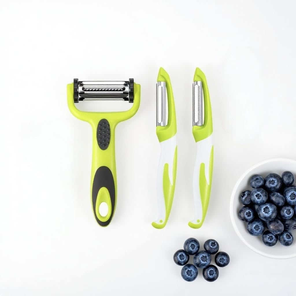 3-Pack Y-Shaped 3-in-1 Multifunctional Vegetable Peeler, with Ergonomic Handle for Potato, Carrot, Cucumber | Sharp Julienne Slicer & Non-Slip Grip Kitchen Tool