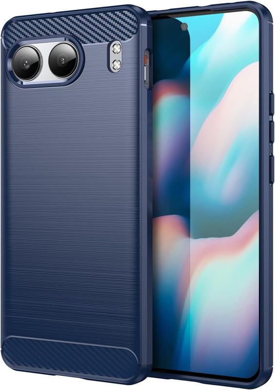 Image of NPRC Hybrid Ultra Slim Protective Case TPU Non-Slip Carbon Fiber Texture Shockproof Case Cover for Oneplus nord 4 - Blue