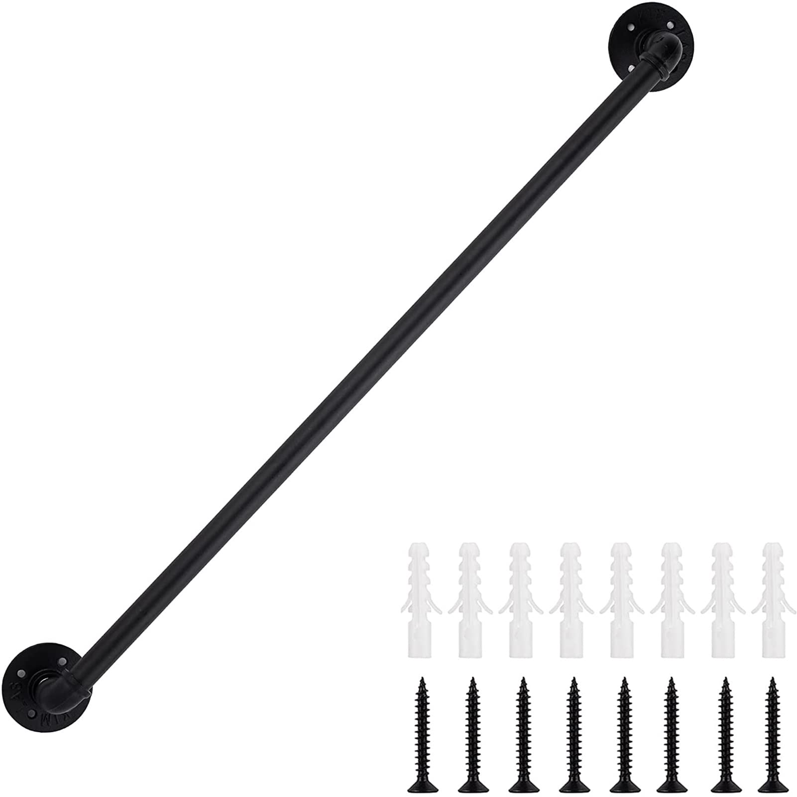 IBOWZ Corrimano per Scale Interne Esterne Corrimano Industriale per Scale 1ft-20ft,corrimano in Metallo Nero per Scale Interne e gradini Esterni,ringhiera per Scale Antiscivolo di Sicurezza per