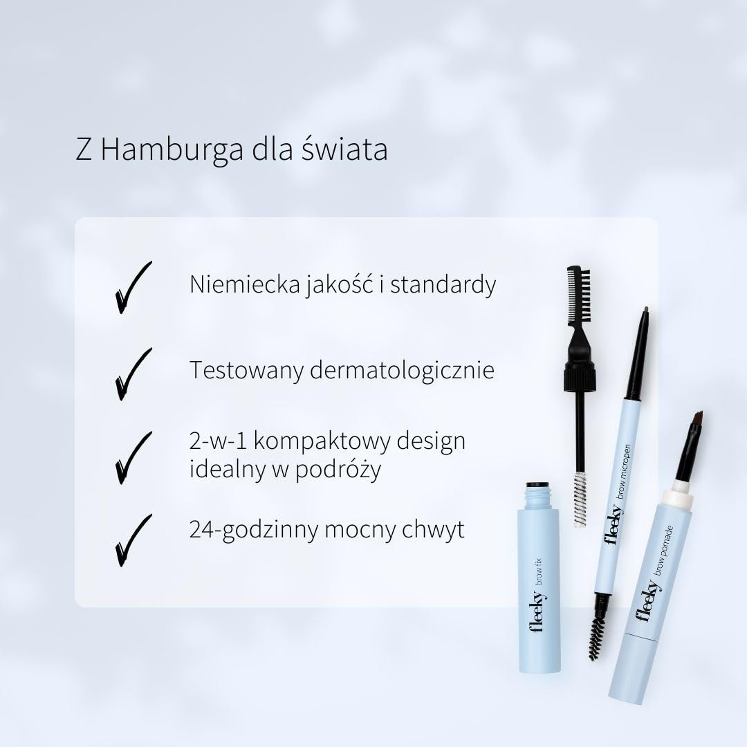 fleeky zestaw do brwi Brow Fix, pomada i Micropen 3 w 1 – idealny kształt, wypełnienie i definicja dla naturalnych rezultatów odpornych na ścieranie (brązowy)