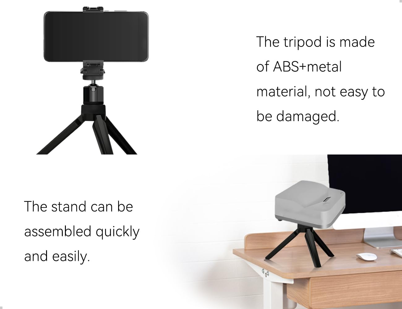 Stojak na projektor, mini statyw ze śrubą 1/4", stojak na projektor z metalową kulką obracającą się o 360°, stojak na kamerę, kamerę internetową, lustrzankę cyfrową i smartfona (czarny)