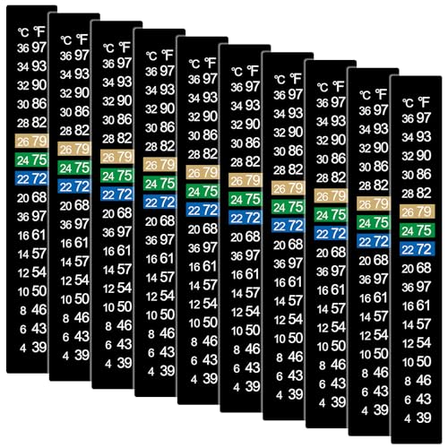 10 Pcs Aquarium Thermometer Strip Adhesive Temperature Strips Horizontal Stick On Thermometer Strip...