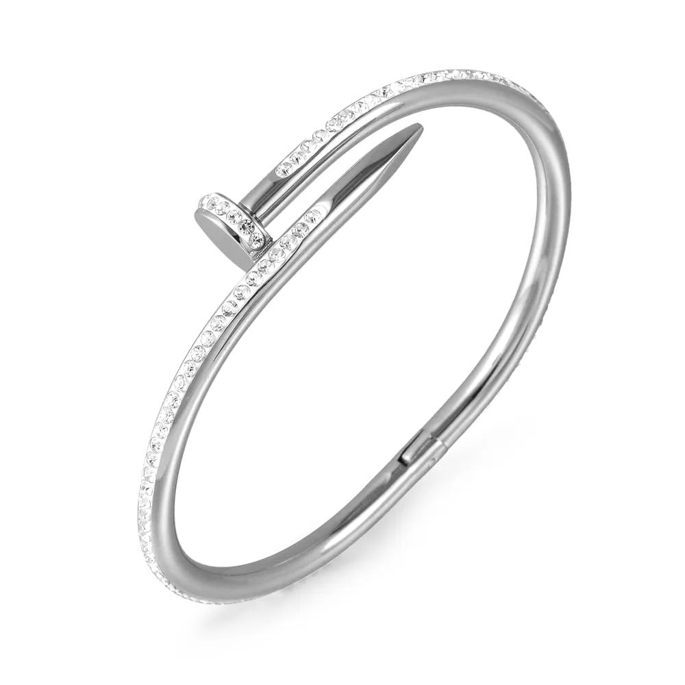 bracelet for women Bangles for women hand Stylish American Diamond Bracelet for girls Nail Silver Kada for Women Accessories Anti Tarnish Jewellery Stainless Steel Cuff Valentine gifts combo