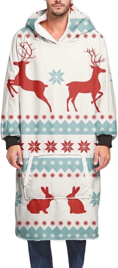 Manta con capucha térmica de adulto gigante sudadera acogedora de Navidad