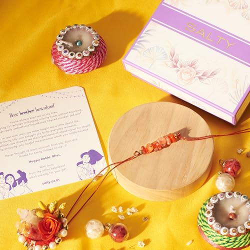 Image of Salty Rakhi for Brother & Bhaiya Bhabhi | Wrist Band Gift Pack for Sister, Bro, Bhaiya and Bhabhi | Bracelet for Men, Women | Fancy Jewellery Combo Gifts | Gift for Rakshabandhan | Traditional Rakhi Gift
