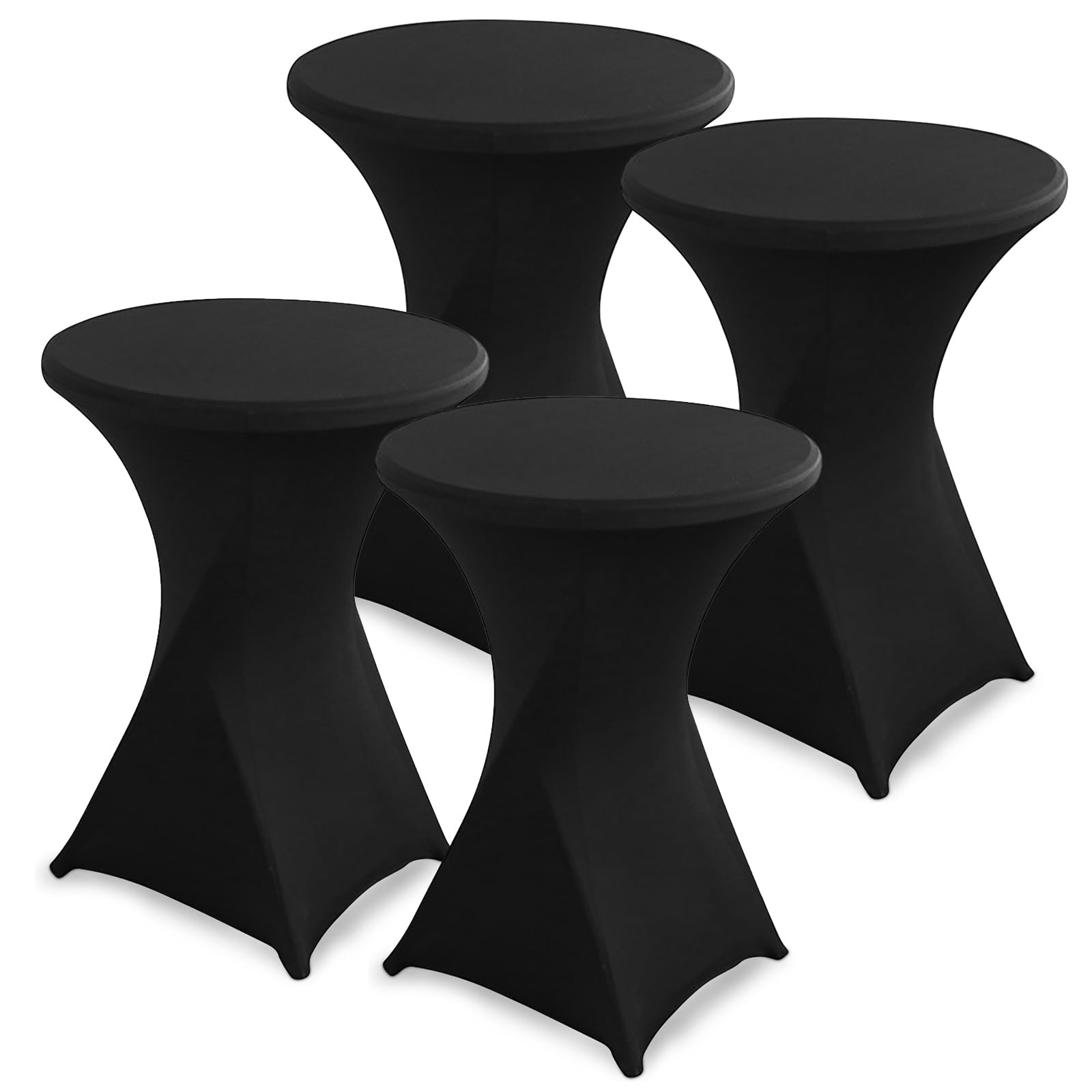 4 pièces Housse de Table Ronde Extensible, Ø 80-85 cm Housse Mange Debout pour Mariage Hôtel Restaurant Table de Brasserie Haute de Bistrot Jardin Restaurent Bar, Noir
