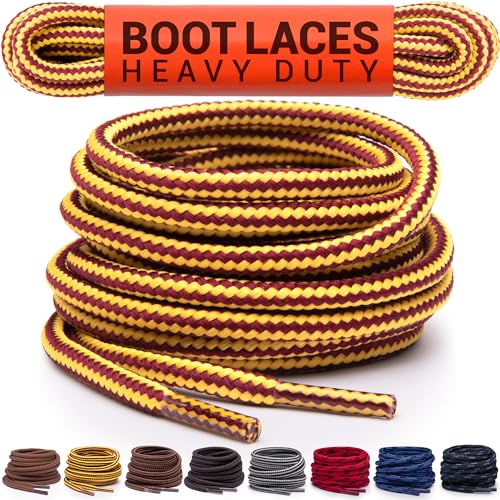 Miscly Round Boot Laces [1 Pair] Heavy Duty and Durable Shoelaces for Boots, Work Boots & Hiking Shoes (Gold/Tan, 54 inches (137 cm))