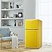 WANAI Compact Mini Refrigerator 3.5 Cu.Ft Small Refrigerator with Freezer, Retro Mini Fridge with Dual Door,7 Adjustable Thermostat, Adjustable Shelves For Dorm, Office Bedroom, Yellow