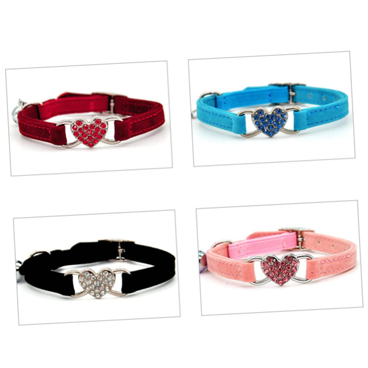 DOITOOL 2pièces Collier Ajustable Forme De Cœur pour Chat avec Décor Rhinestones Et Cloche Accessoire Félin Rose