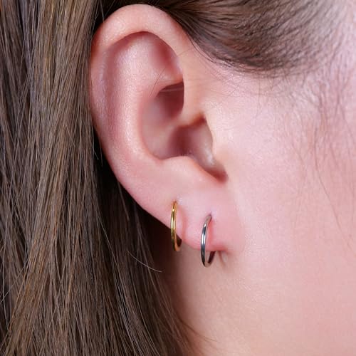 Limerencia G23 Titanium Slim Huggie Hoop Earrings, Hypoallergenic F136 Implant Grade Pure Titanium for Sensitive Ears 6