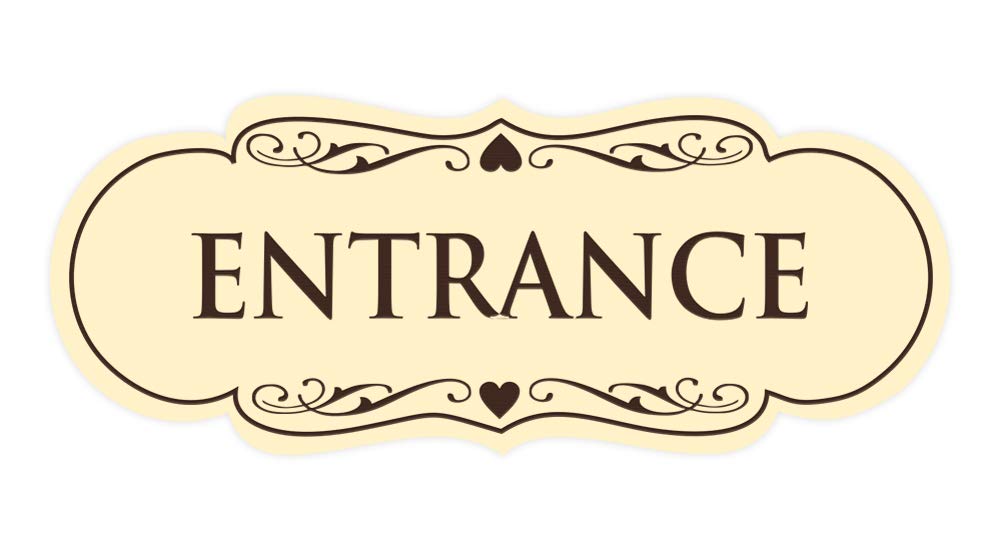Signs ByLITA Designer Entrance Sign (Ivory/Dark Brown) - Medium