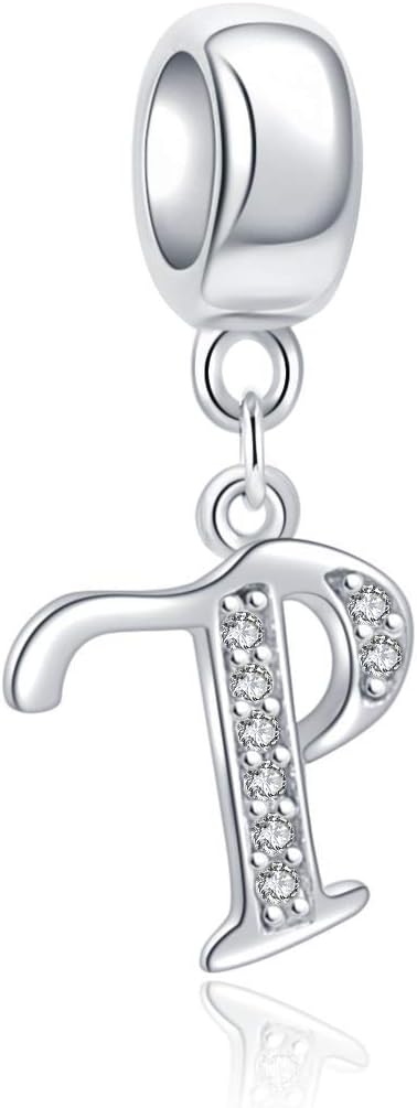 925 Sterling Silver Letter Beads Initial A-z Dangle Alphabet Crystal Charm Fits European Bracelet Gift for Mother