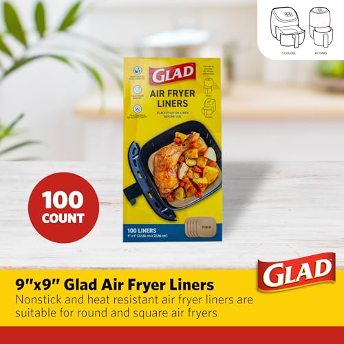 Glad Air Fryer Parchment Liners, Nonstick, 9x9 In, 100 Count - image 2